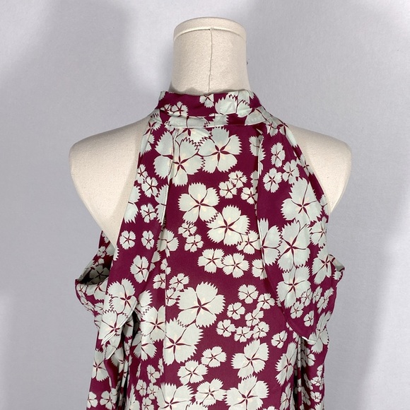 Alexis Paloma Silk Tie Neck Cold Shoulder Blouse Floral size medium - Picture 7 of 16